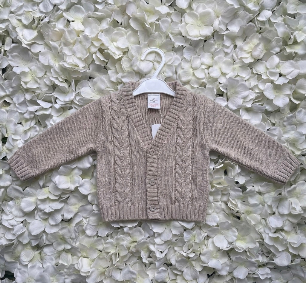 Taupe Cable Knit Cardigan