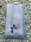 White & Blue Bow Luxury Spanish Shawl