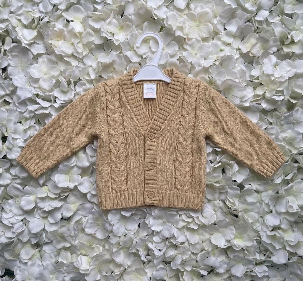 Beige Cable Knit Cardigan