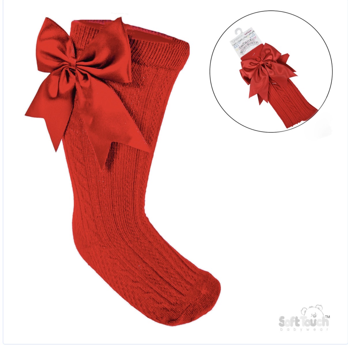 Red Knee High Ribbon Socks