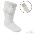 White Knee High Pom Socks