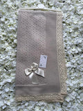 Taupe & Gold Bow Luxury Spanish Shawl
