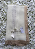 Cream-Beige & Cream Bow Luxury Spanish Shawl