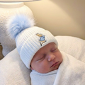 White & Blue Peter Rabbit Single Pom Hat