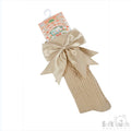 Beige Knee High Ribbon Socks