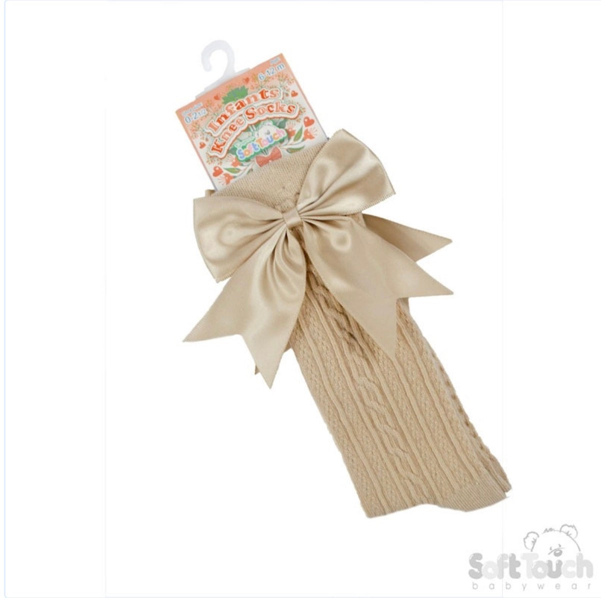 Beige Knee High Ribbon Socks