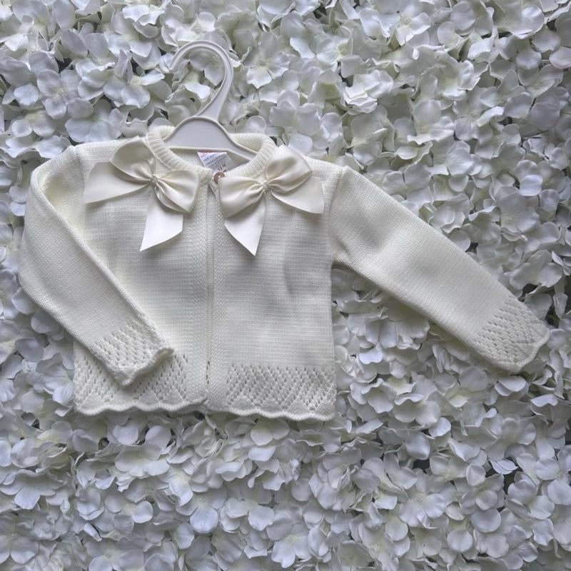 Cream Double Bow Cardigan
