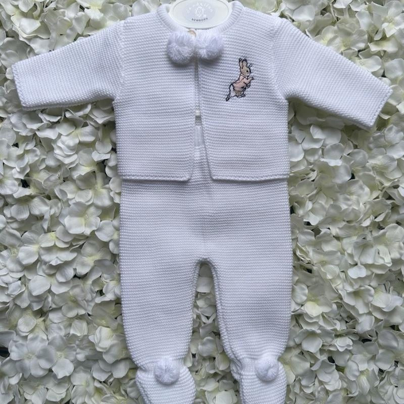White & Pink Peter Rabbit 2PC Pom Set
