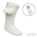 Cream Knee High Pom Socks