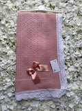 Dusty Pink & Dusty Pink Bow Luxury Spanish Shawl