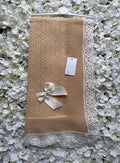Beige & Beige Bow Luxury Spanish Shawl