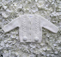 White Pom Cable Knit Cardigan
