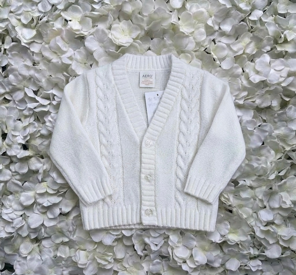 White Cable Knit Cardigan