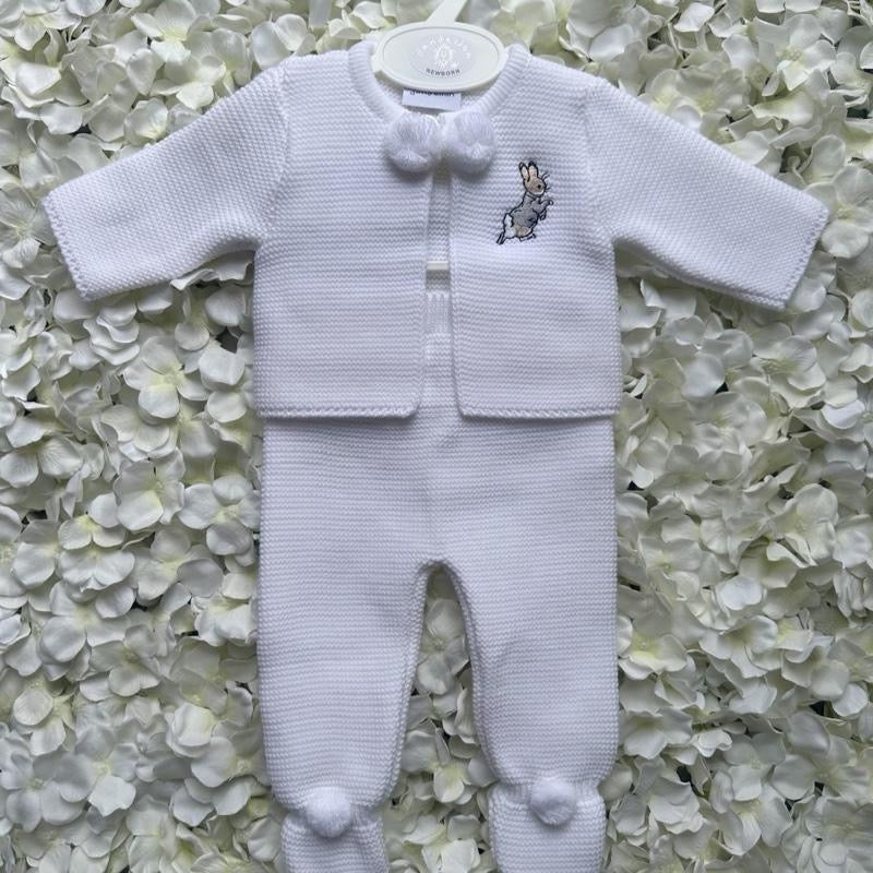 White & Grey Peter Rabbit 2PC Pom Set
