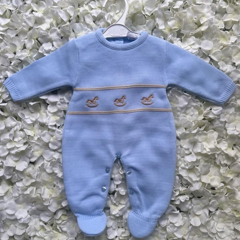 Blue Luxury Soft Rocking Horse Babygrow
