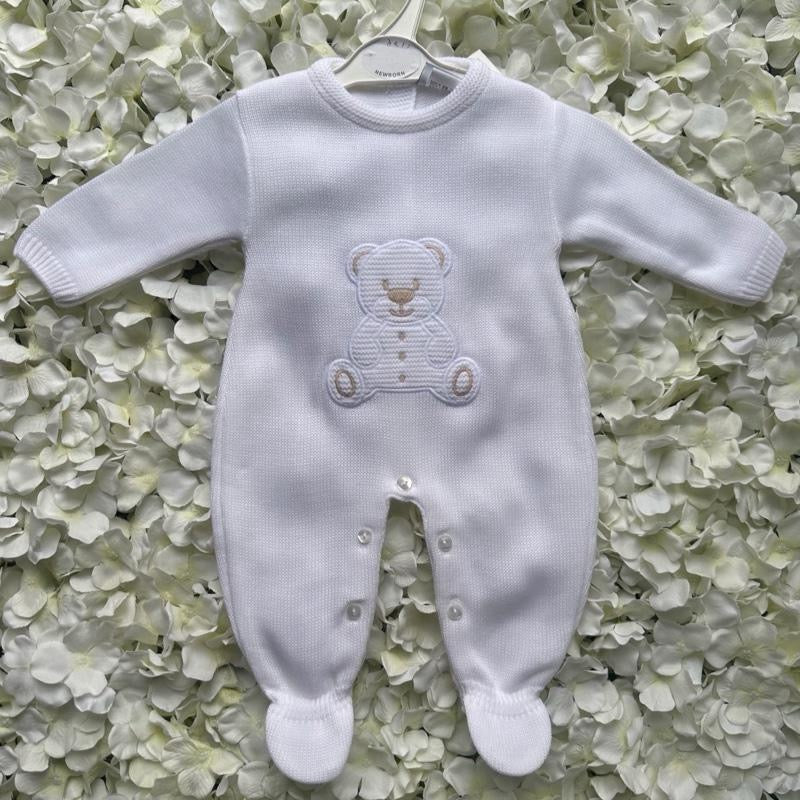 White Luxury Soft Bear Babygrow