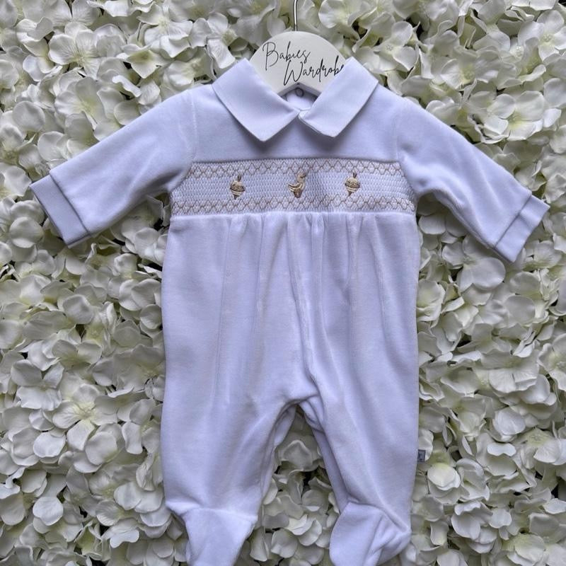 White Spinning Toys Spanish Velour Babygrow