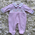 Pink Spinning Toys Spanish Velour Babygrow