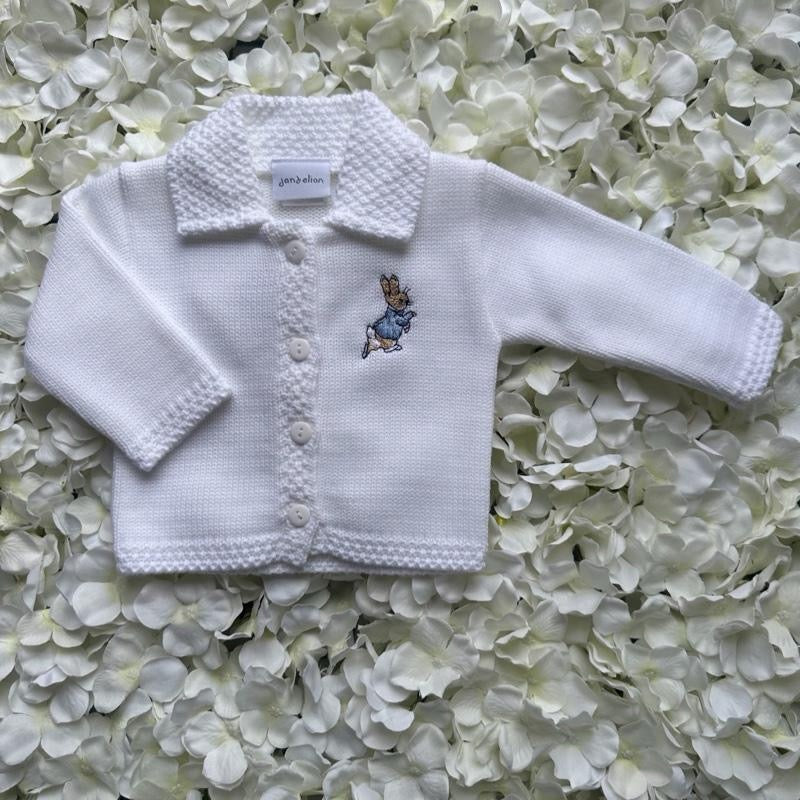 White & Blue Peter Rabbit Soft Embroidered Cardigan