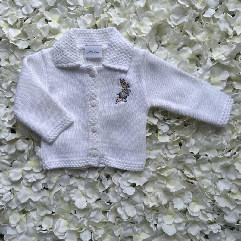 White & Grey Peter Rabbit Soft Embroidered Cardigan